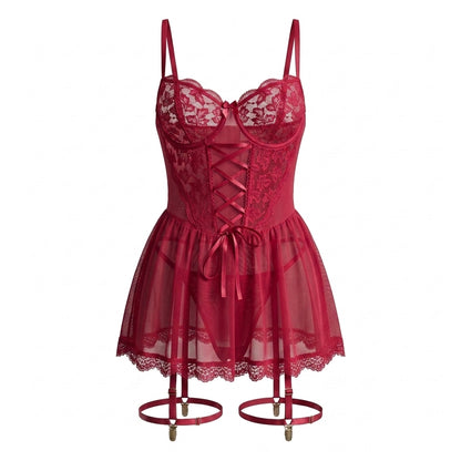 Lace Babydoll Two Piece Lingerie Set