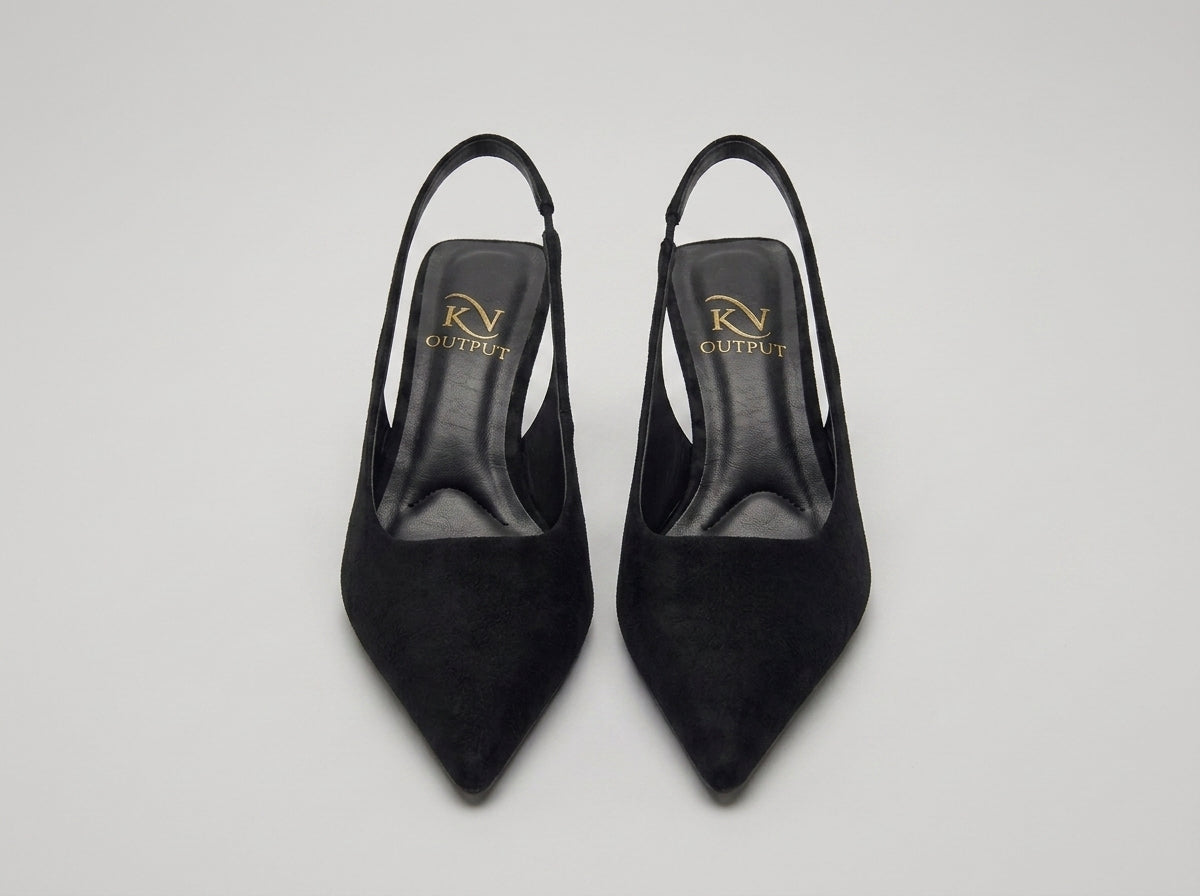 Celeste Textured Pointed Toe Slingback Heels