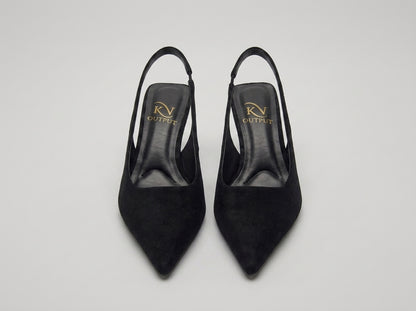 Celeste Textured Pointed Toe Slingback Heels