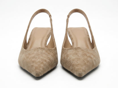 Celeste Textured Pointed Toe Slingback Heels